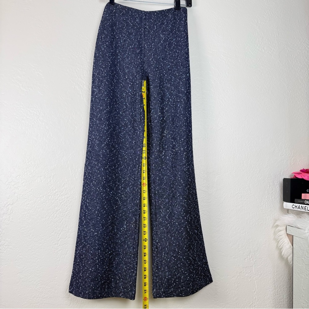 J.McLaughlin Carter Knit Wide Leg Trousers Navy Charcoal Sequin Sz 8 NWT Luxe